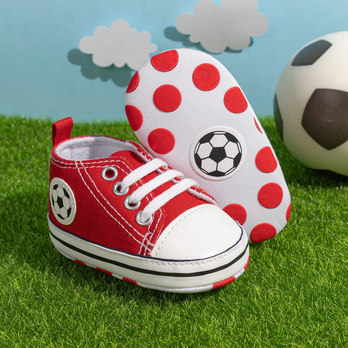 High Tops Baby Soccer First Walkers Classic Canvas Casual Sneakers Cotton Soft Anti-slip Sole Fashion Versatile Sports Style