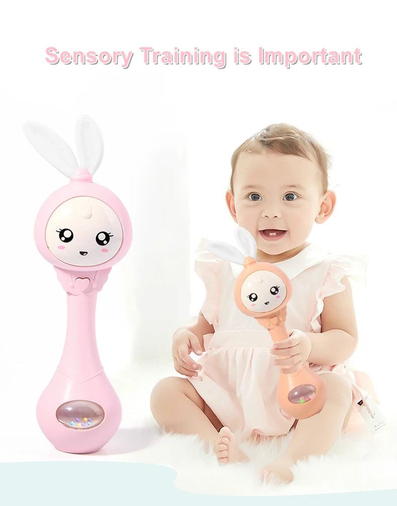 Music and Shine Rattle Toys Rabbit Intelligent Baby Rattles Smart Bunny Smarty Media Smart Shake Newborn Early Educational Toy