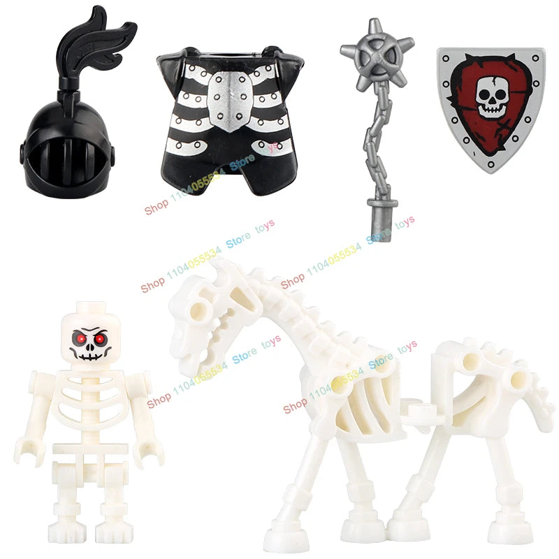 AX9815 AX9816 Medieval Knight Skeleton Knight Shield Spear Armor Building Block bricks Weapons Accessories Puzzle Toys