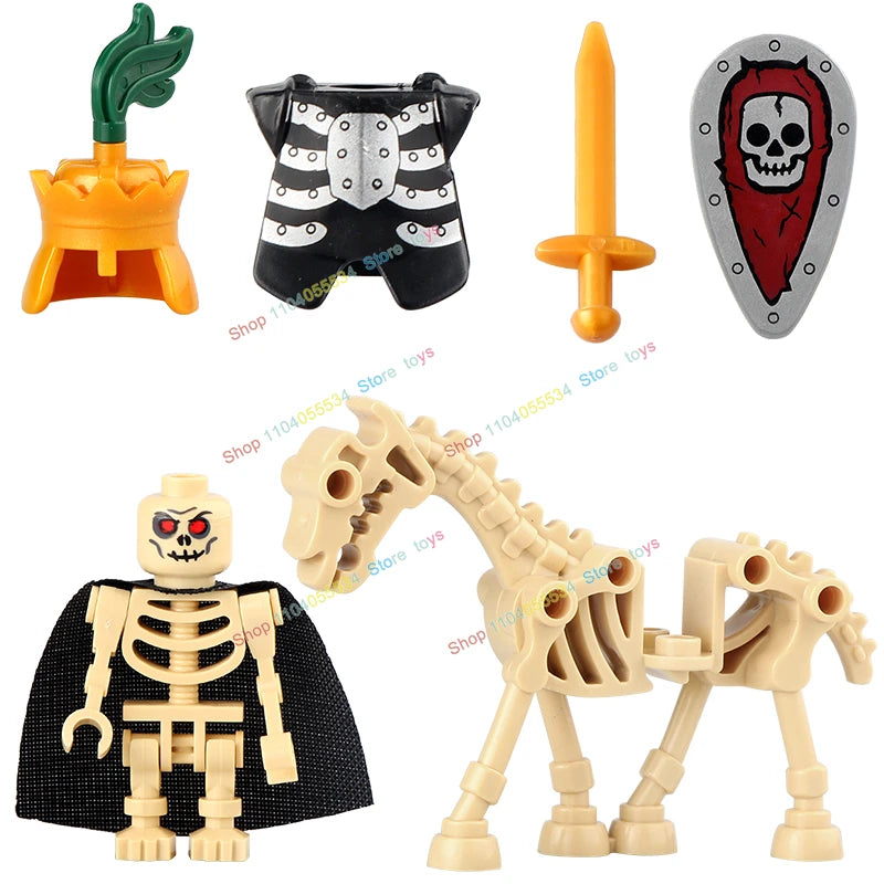 AX9815 AX9816 Medieval Knight Skeleton Knight Shield Spear Armor Building Block bricks Weapons Accessories Puzzle Toys