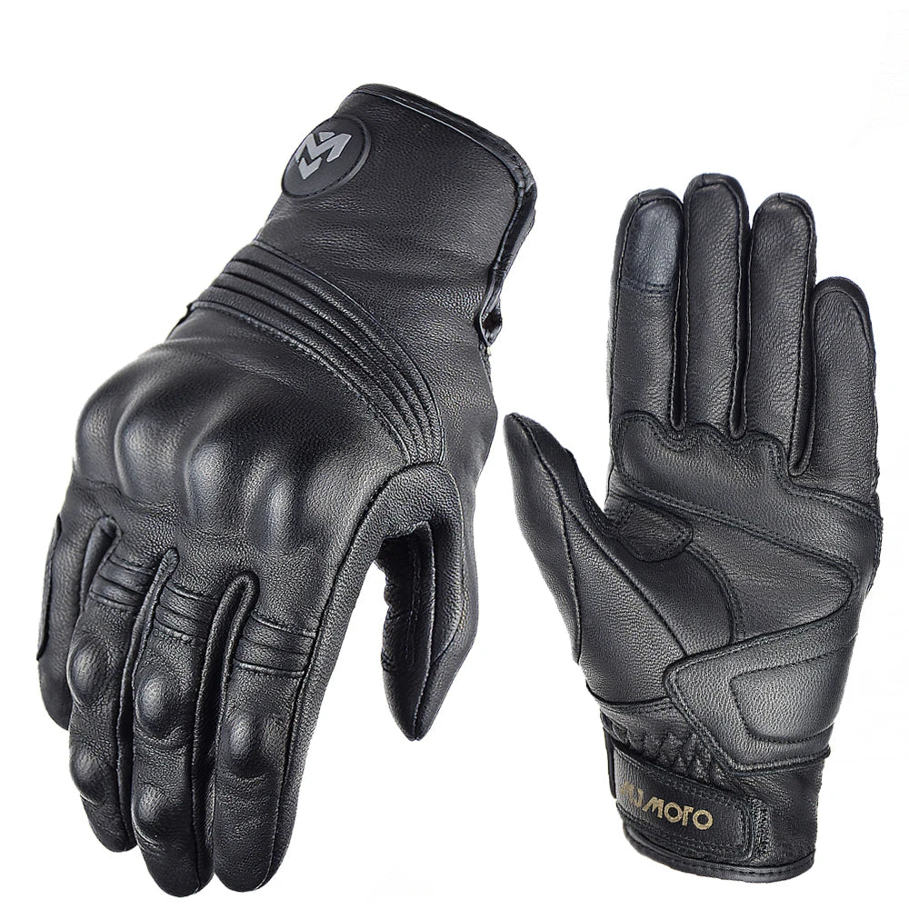 Men Retro Genuine Leather Motorcycle Gloves Summer Breathable Motorbike Motocross Gloves Moto Equipment Accessories Guantes