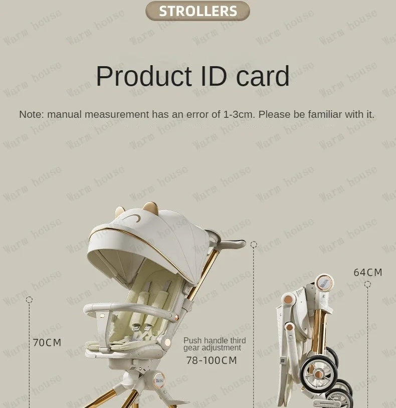 Lightweight High-view Baby Stroller Seat Can Be Rotated,Backrest Can Be Adjusted,Push Rod Can Be Adjusted Portable Baby Stroller