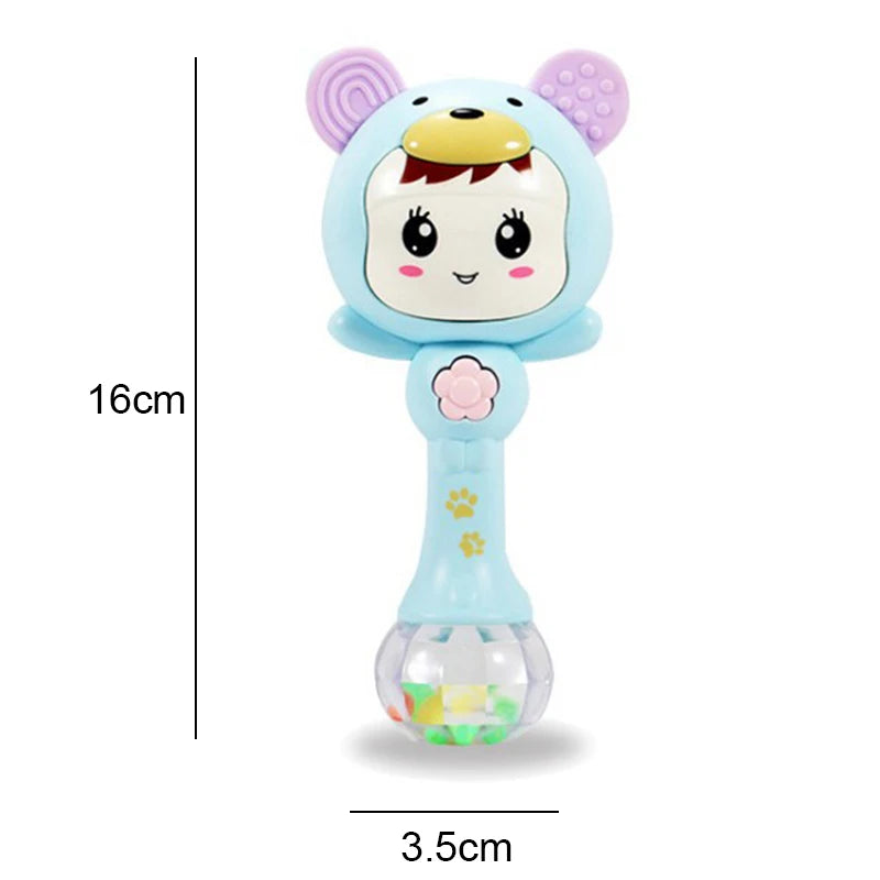 QWZ Musical Flashing Baby Rattles Teether Rattle Toy Hand Bells Rabbit Hand Bells Newborn Infant Early Educational Toys 0-12M