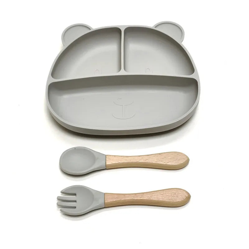 Gel dinner plate children eating tableware adsorption on the desktop fruit plate silicone supplement plate
