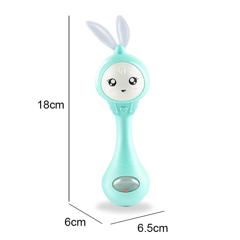 QWZ Musical Flashing Baby Rattles Teether Rattle Toy Hand Bells Rabbit Hand Bells Newborn Infant Early Educational Toys 0-12M