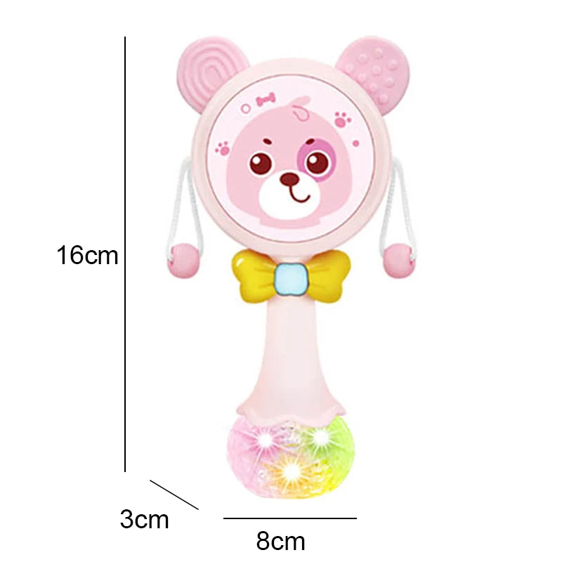 QWZ Musical Flashing Baby Rattles Teether Rattle Toy Hand Bells Rabbit Hand Bells Newborn Infant Early Educational Toys 0-12M