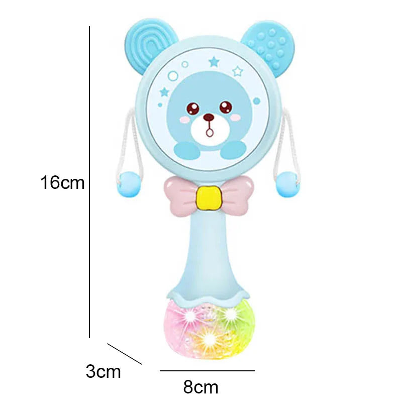 QWZ Musical Flashing Baby Rattles Teether Rattle Toy Hand Bells Rabbit Hand Bells Newborn Infant Early Educational Toys 0-12M