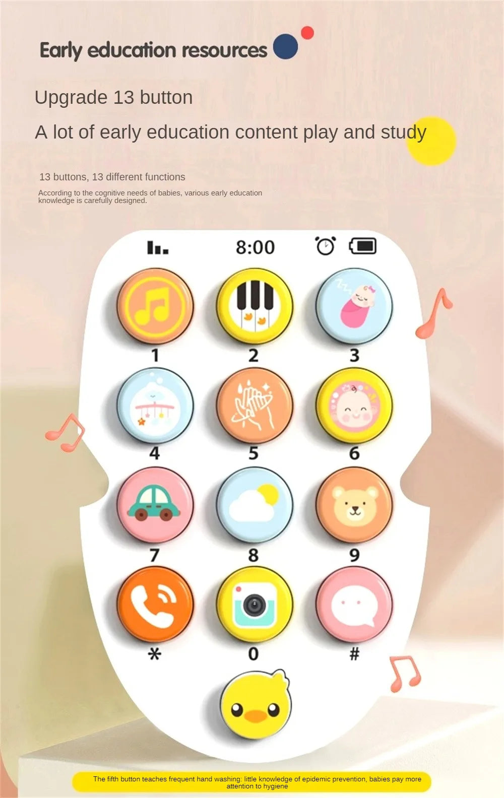 1/2PCS Baby Phone Toy Mobile Telephone Early Educational Learning Machine Kids Gifts Music Sound Machine Electronic Newborn Baby