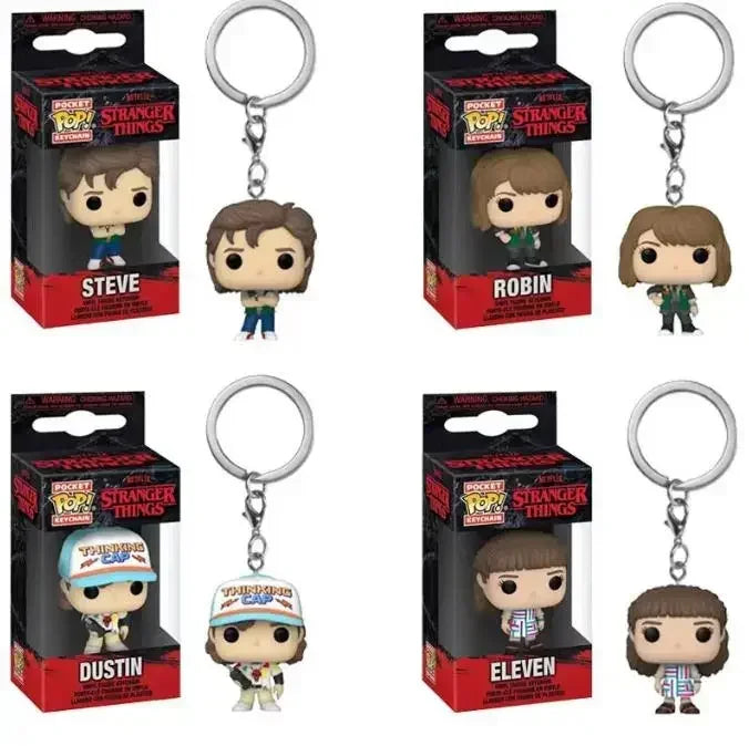 Funko Pop Pocket Pop Keychain Stranger Eleven Robin Barb Steve Dustin Key Ring Chain Model Toy Adults Children Gift Toys