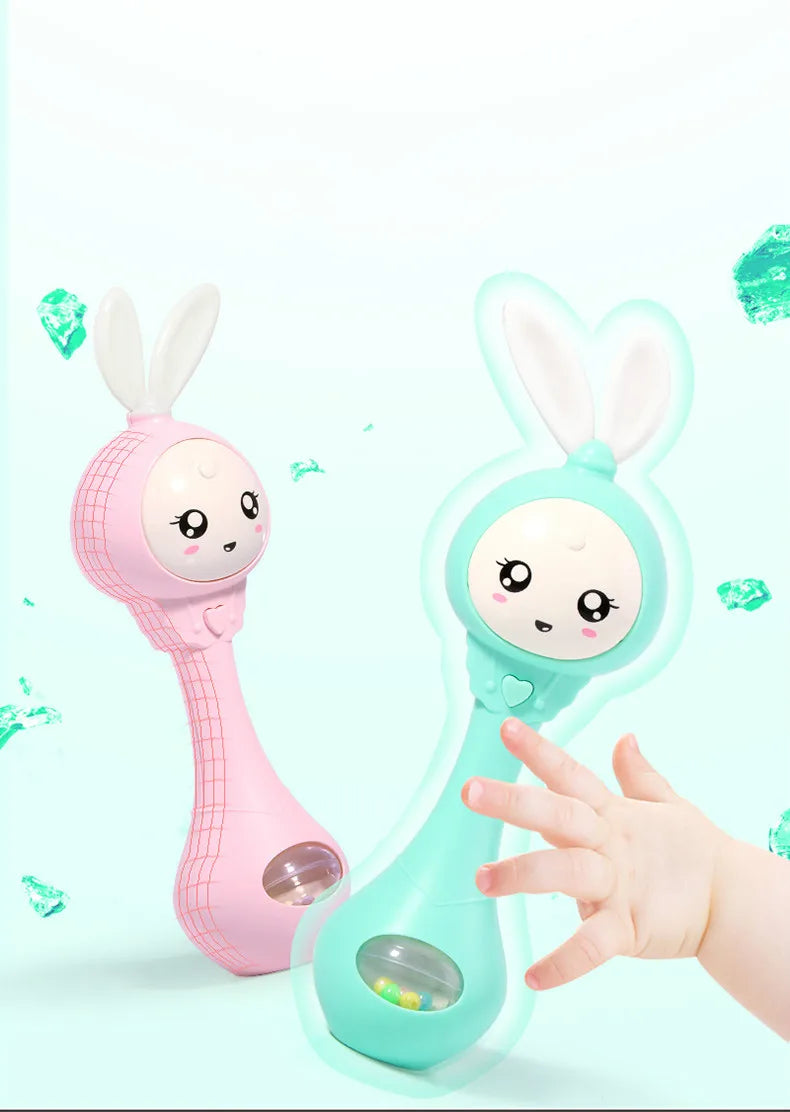 Music and Shine Rattle Toys Rabbit Intelligent Baby Rattles Smart Bunny Smarty Media Smart Shake Newborn Early Educational Toy