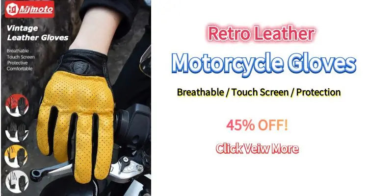 Men Retro Genuine Leather Motorcycle Gloves Summer Breathable Motorbike Motocross Gloves Moto Equipment Accessories Guantes