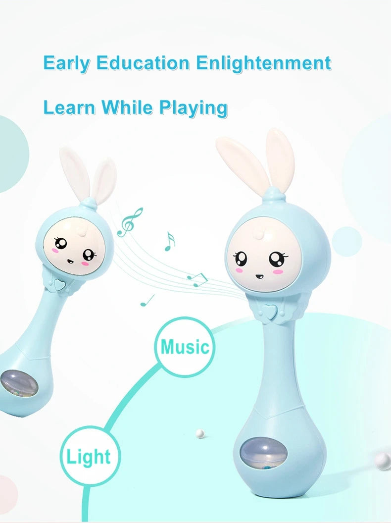 Music and Shine Rattle Toys Rabbit Intelligent Baby Rattles Smart Bunny Smarty Media Smart Shake Newborn Early Educational Toy