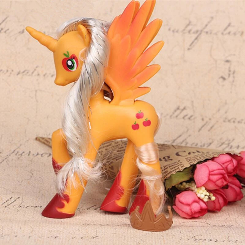 Rainbow Horse Model Doll Toy Rainbow Sprint Unicorn 14CM Unicorn Mini Horse Ornaments Cartoon Animal Princess For Girl Gift