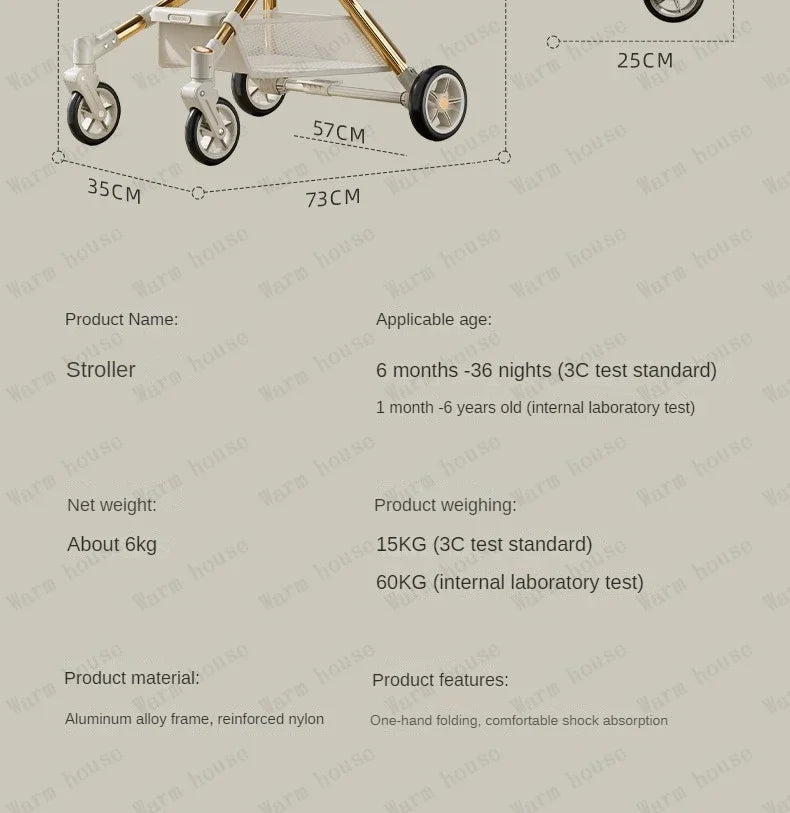 Lightweight High-view Baby Stroller Seat Can Be Rotated,Backrest Can Be Adjusted,Push Rod Can Be Adjusted Portable Baby Stroller