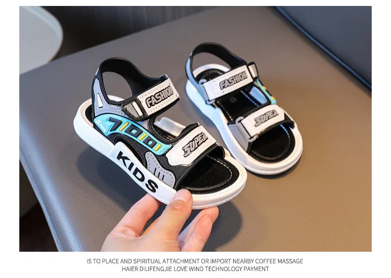 2025 New Arrival Kids' Sandals - Korean Style Super Cute Cartoon Soft-Sole Outdoor Anti-Slip Sandals with Velcro for Boys