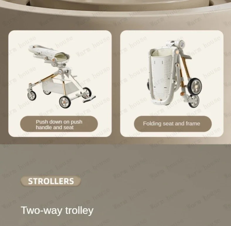 Lightweight High-view Baby Stroller Seat Can Be Rotated,Backrest Can Be Adjusted,Push Rod Can Be Adjusted Portable Baby Stroller