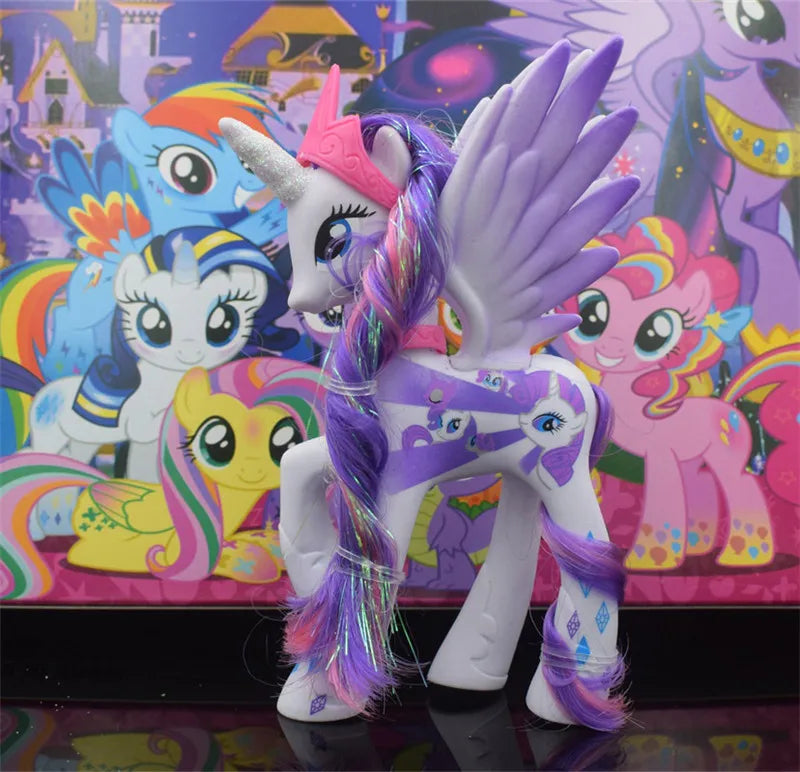 Rainbow Horse Model Doll Toy Rainbow Sprint Unicorn 14CM Unicorn Mini Horse Ornaments Cartoon Animal Princess For Girl Gift