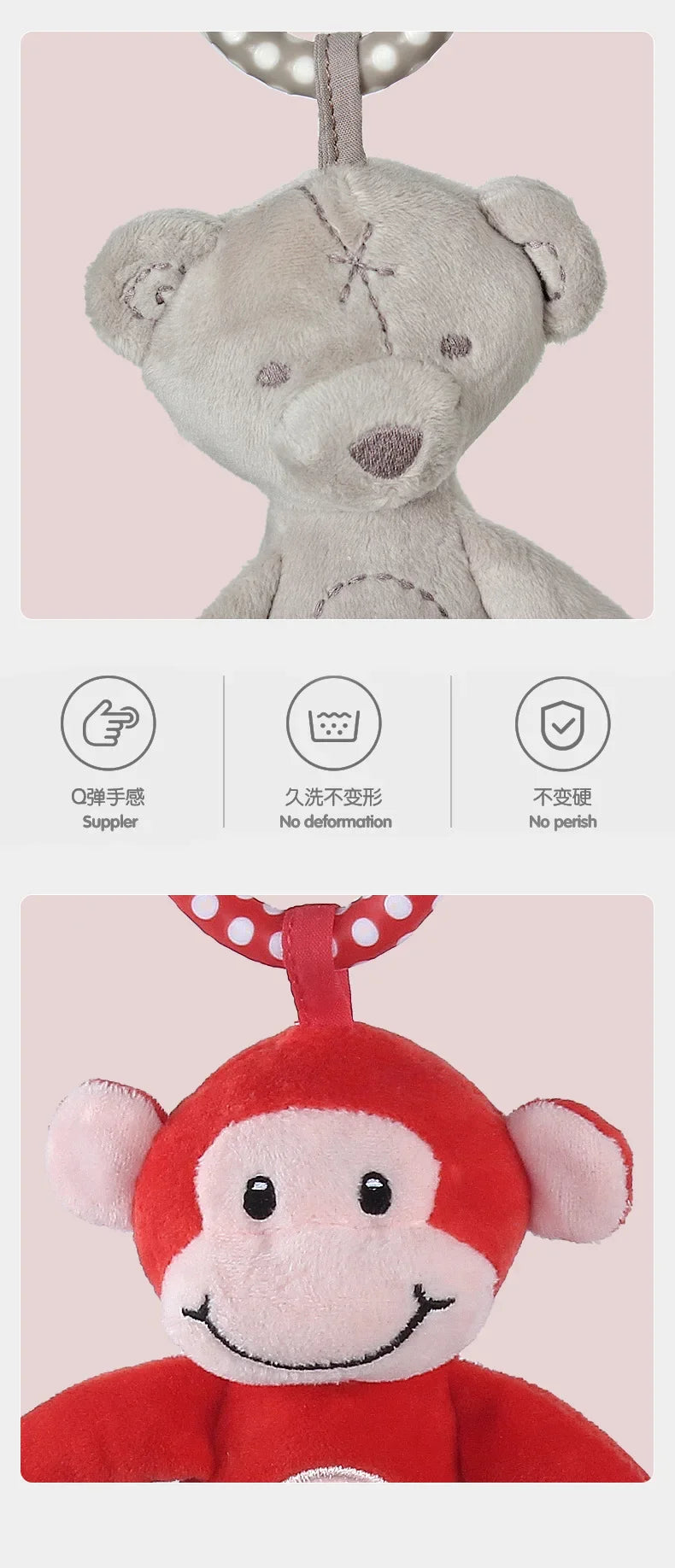 New Baby Rattles Mobiles Infant Toddler Toys Stroller Bed Hanging Rabbit Elephant Crib Hanging Bell Plush Toys for 0-12 Months