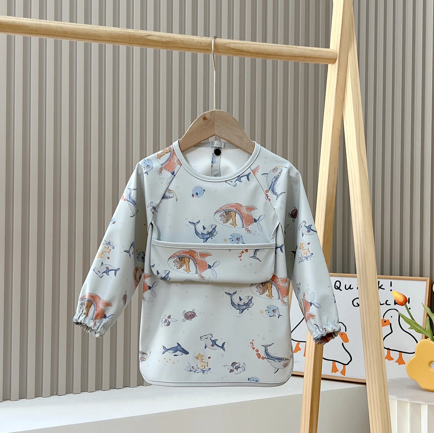 Cute Baby Bibs Toddler Baberos Bavoir Waterproof Long Sleeve Apron Cartoon Animals Children Feeding Smock Bib Baby Stuff 0-5Y