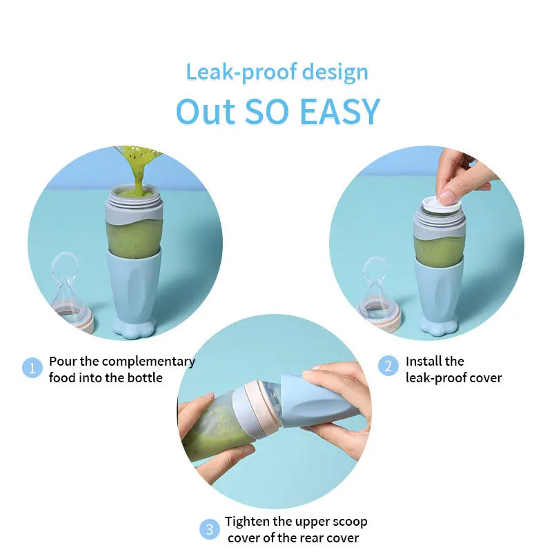 Infant Baby Squeezing Feeding Bottle Baby Silicone Baby Feeding Spoon Vegetable Fruit Feeding Spoon Rice Cereal Bottle Baby Dish