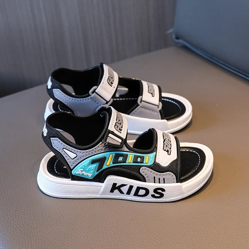 2025 New Arrival Kids' Sandals - Korean Style Super Cute Cartoon Soft-Sole Outdoor Anti-Slip Sandals with Velcro for Boys