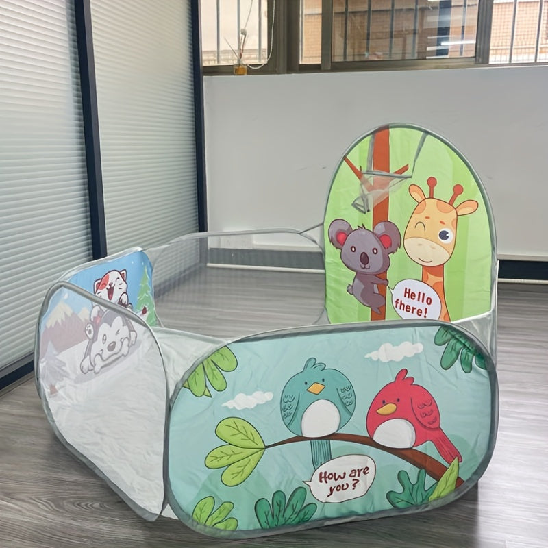 [Foldable Jungle Play Ball Tent] Large Foldable Sloth & Giraffe Jungle Play Ball Tent Pool - Durable Polyester & Steel Frame, Light Green with Colorful Balls - Ideal for Indoor/Outdoor Playgrounds