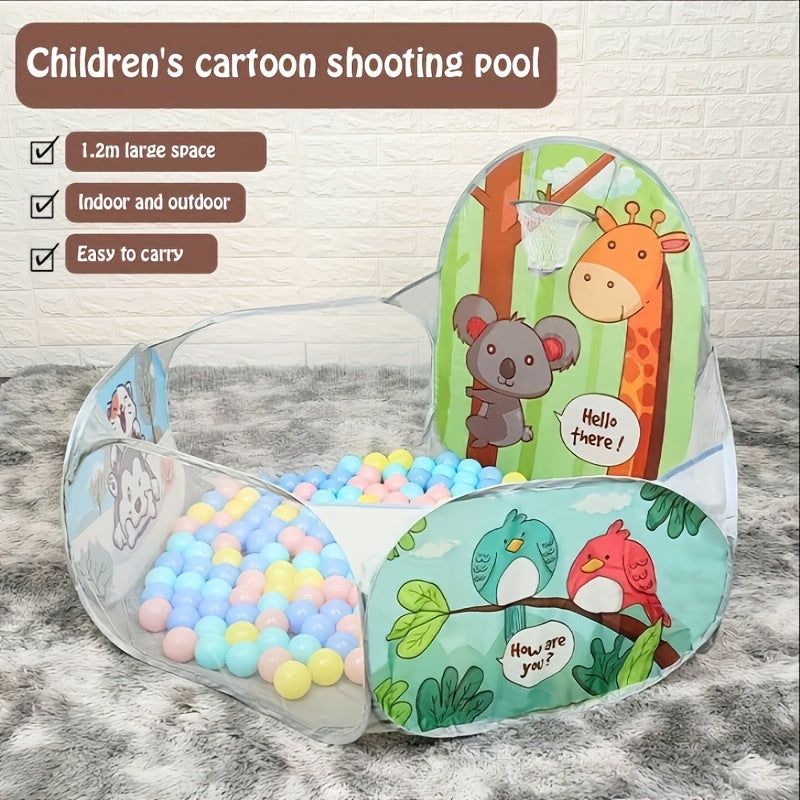 [Foldable Jungle Play Ball Tent] Large Foldable Sloth & Giraffe Jungle Play Ball Tent Pool - Durable Polyester & Steel Frame, Light Green with Colorful Balls - Ideal for Indoor/Outdoor Playgrounds