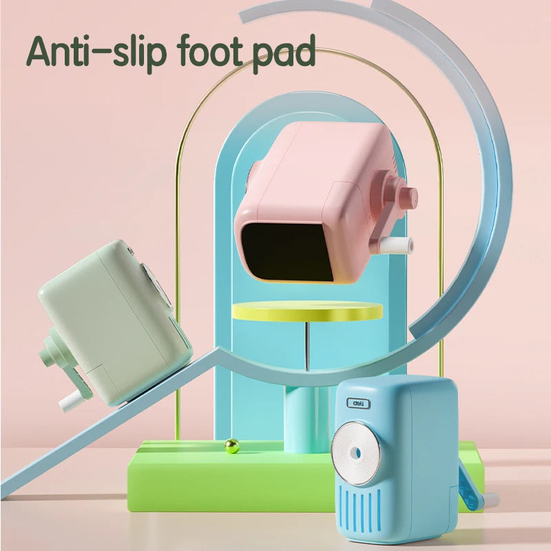 Deli VB165 Blue Thickness-adjustable Pencil Sharpener for Kids Auto Pen-feeding Pencil Sharpener 48pcs Per Carton Set high quality