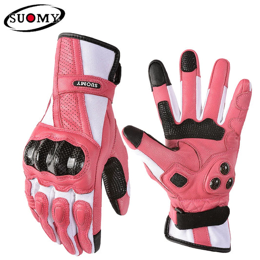 SUOMY Motorcycle Gloves Leather Full Finger Racing Gloves Man Women Outdoor Sports Protection Riding Gloves Touch Screen