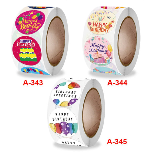Wholesale In-Stock Adhesive Birthday Transfer Stickers Hot-Selling Roll for Gift Decoration and Sealing 1 Roll MOQ