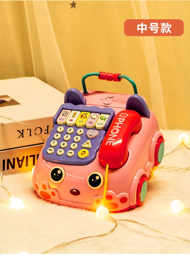 Children Early Learning Phone Car Toys Creative Fun Simulation Landline Baby Puzzle Music Story Pull Line Phone Car Toys