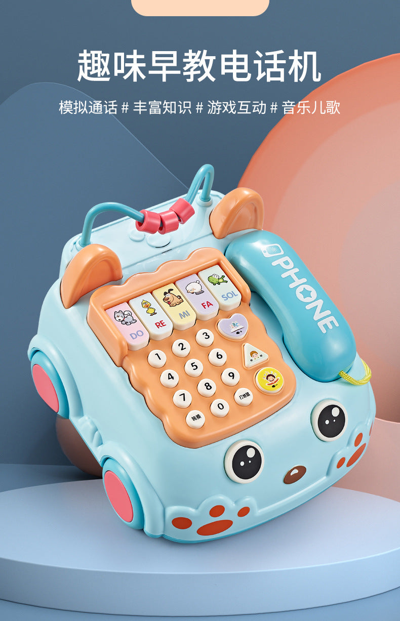 Children Early Learning Phone Car Toys Creative Fun Simulation Landline Baby Puzzle Music Story Pull Line Phone Car Toys