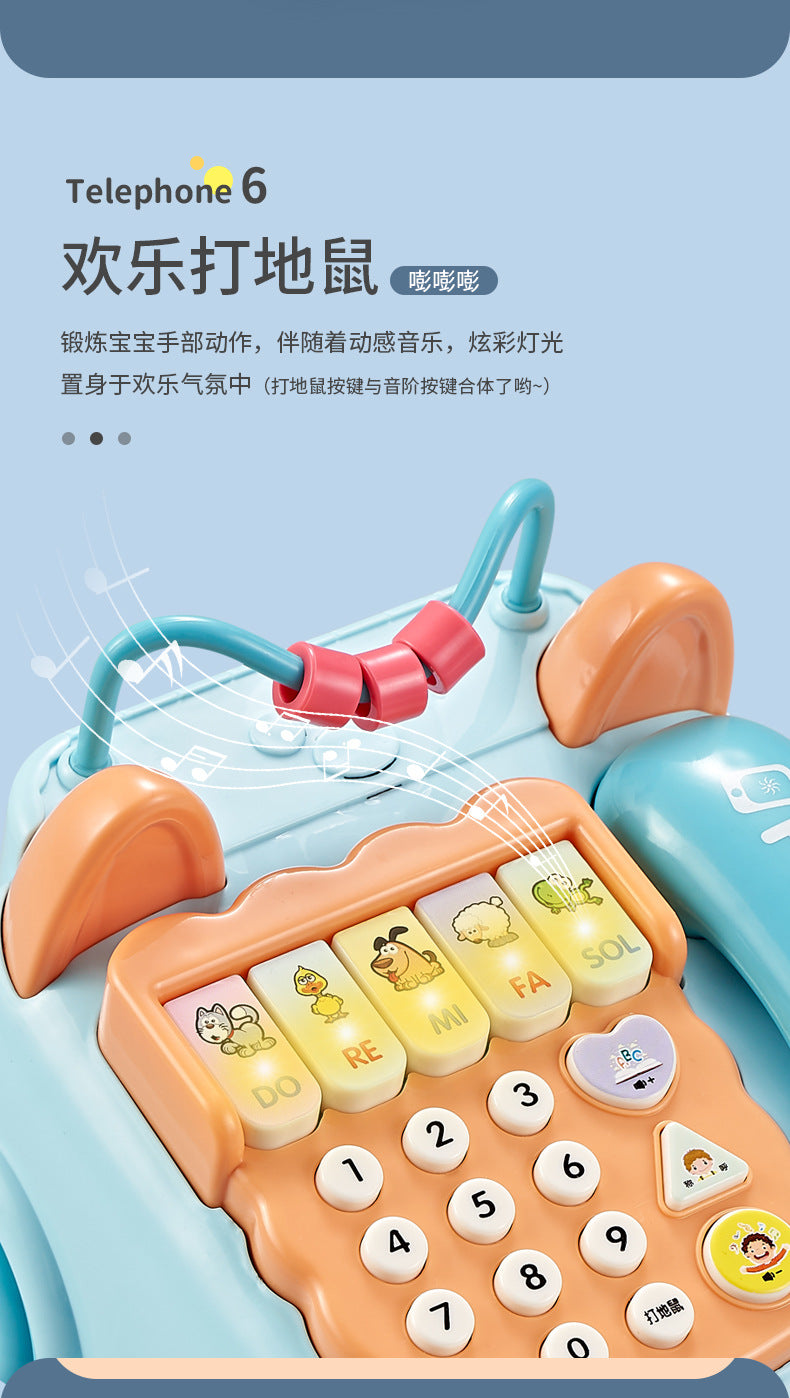 Children Early Learning Phone Car Toys Creative Fun Simulation Landline Baby Puzzle Music Story Pull Line Phone Car Toys