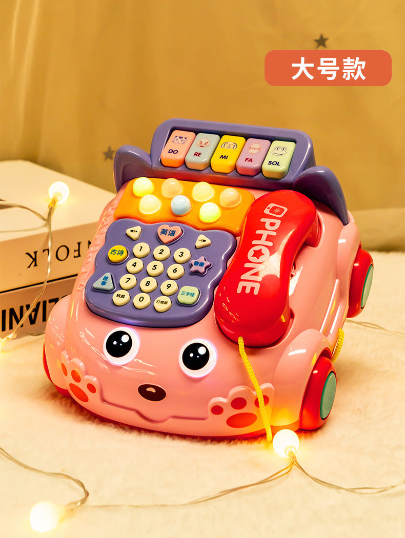 Children Early Learning Phone Car Toys Creative Fun Simulation Landline Baby Puzzle Music Story Pull Line Phone Car Toys