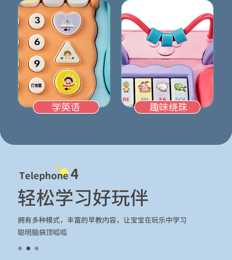 Children Early Learning Phone Car Toys Creative Fun Simulation Landline Baby Puzzle Music Story Pull Line Phone Car Toys