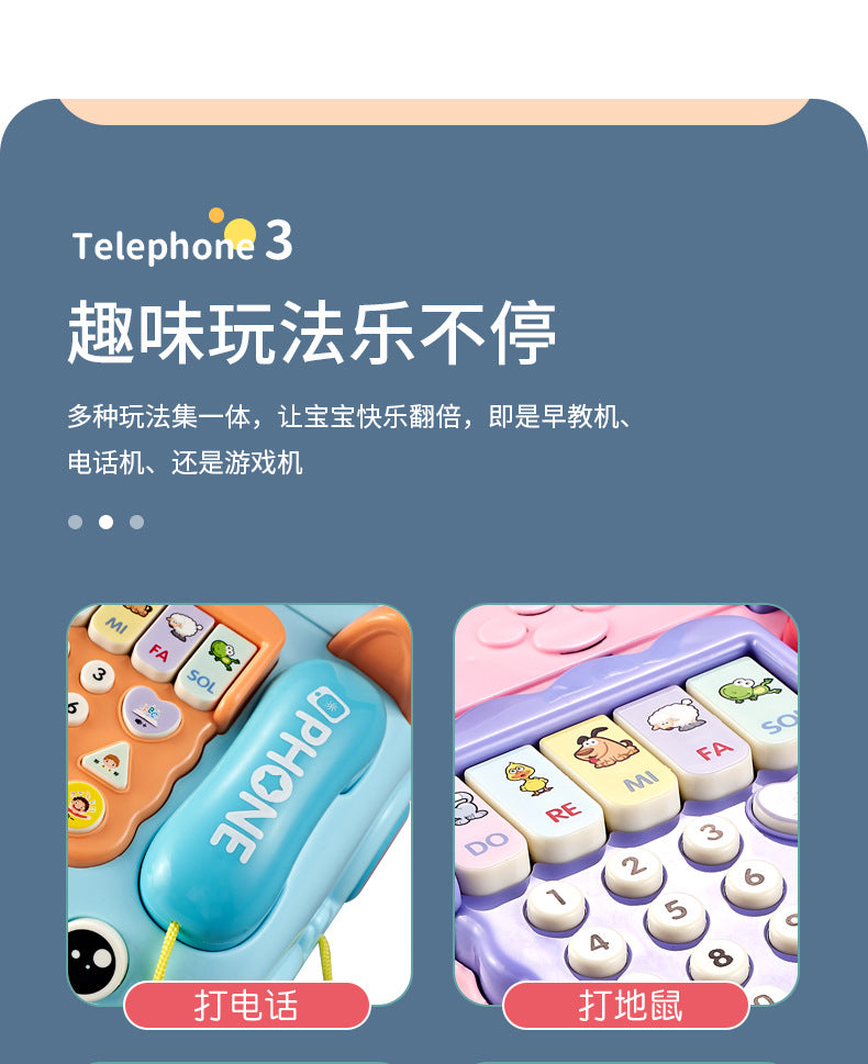 Children Early Learning Phone Car Toys Creative Fun Simulation Landline Baby Puzzle Music Story Pull Line Phone Car Toys