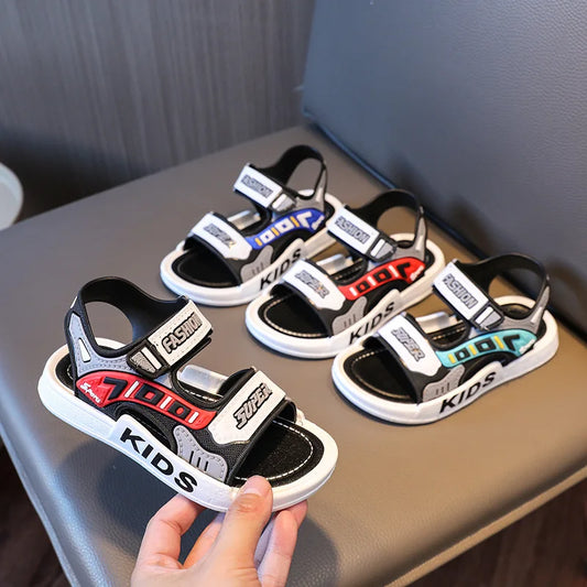 2025 New Arrival Kids' Sandals - Korean Style Super Cute Cartoon Soft-Sole Outdoor Anti-Slip Sandals with Velcro for Boys