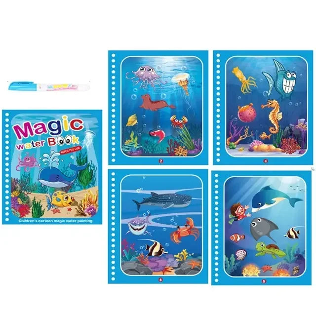 Kids Montessori Toys Reusable Coloring Book Magic Water Drawing Book Painting Drawing Toys Sensory Early Education Toys for Kids