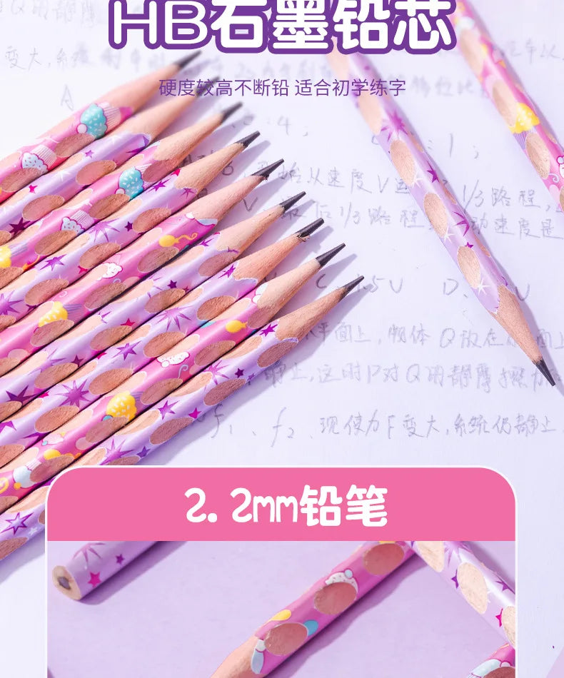 12pcs/box My Little Pony 2B Hole Pencil Kawaii Children Twilight Sparkle Applejack Pinkie Pie Student Wooden Pencil Stationery