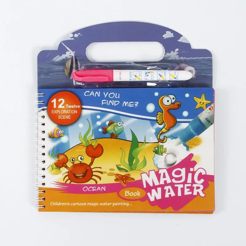 Magic Water Drawing Book - Reusable Montessori Toddler Toy, Mess-Free Painting for Early Education