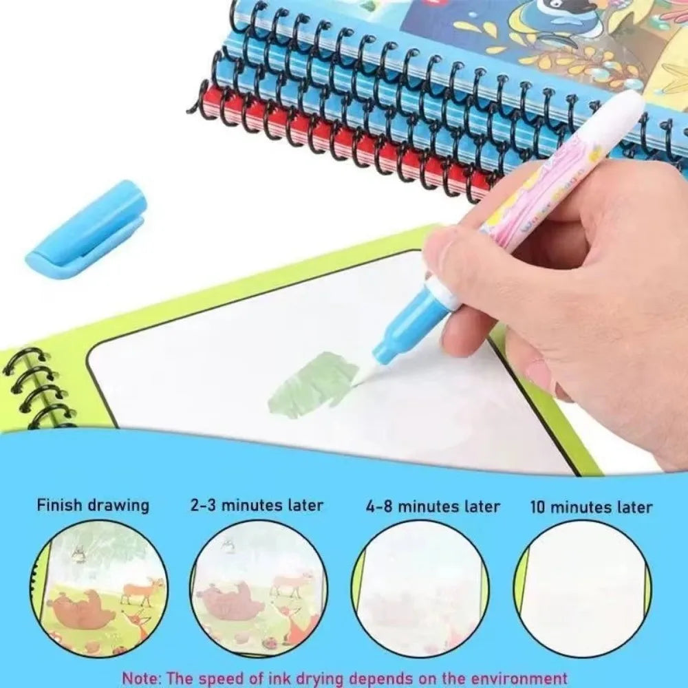 Cartoon Children Magic Book Animal Reusable Water Drawing Books DIY Coloring Books Education and Learning