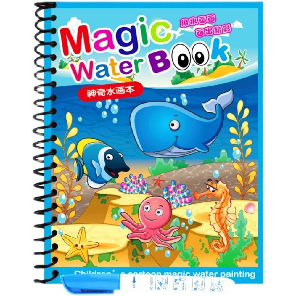Cartoon Children Magic Book Animal Reusable Water Drawing Books DIY Coloring Books Education and Learning