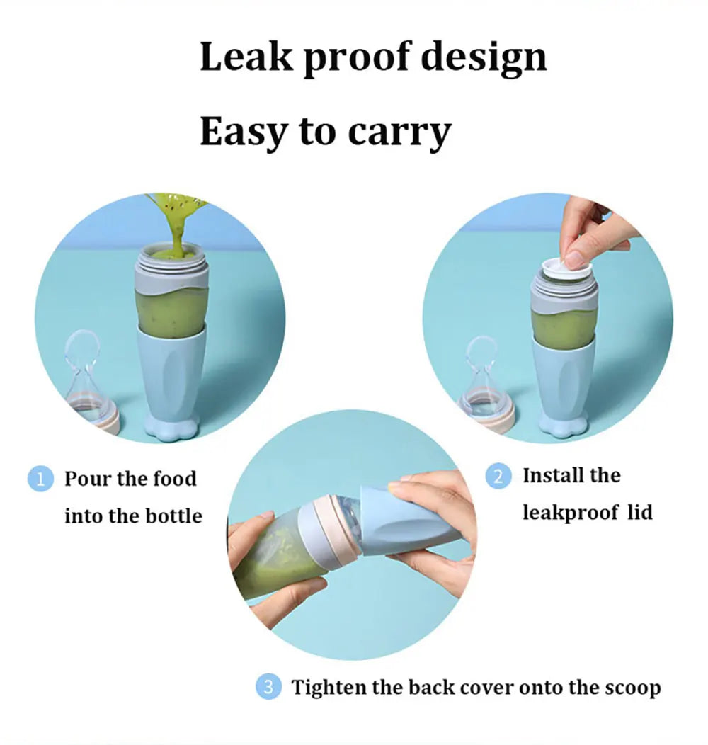 Infant Baby Squeezing Feeding Bottle Baby Silicone Baby Feeding Spoon Vegetable Fruit Feeding Spoon Rice Cereal Bottle Baby Dish