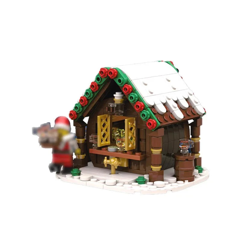 Christmas building blocks compatible with LEGOS Christmas grills and Brerie-as-snack shop building models Christmas winter gifts