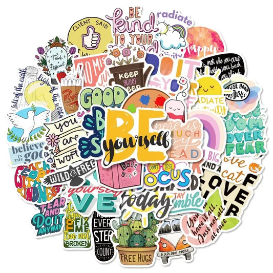 Album Decorative Stickers Cute Girl Decals Scandinavian Style Painting Stickers Student Stationery Inspirational Text Decals