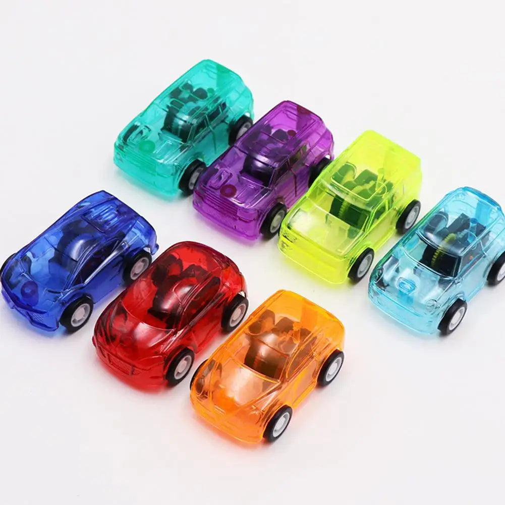 1/5Pcs Creative Mini Car Boys Kid Plastic Transparent Pull Back Car Truck Toys Vehicl Favor Party Educational Birthday Gifts