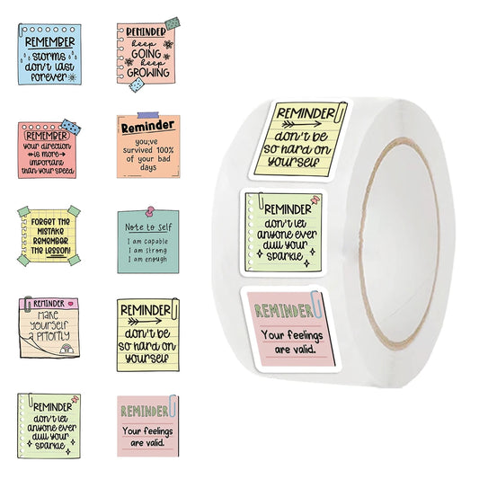 500PCS Motivational Stickers Roll 10 Unique Designs per Roll, Funny Reward Stickers Inspirational Quote Label Reminder Decals