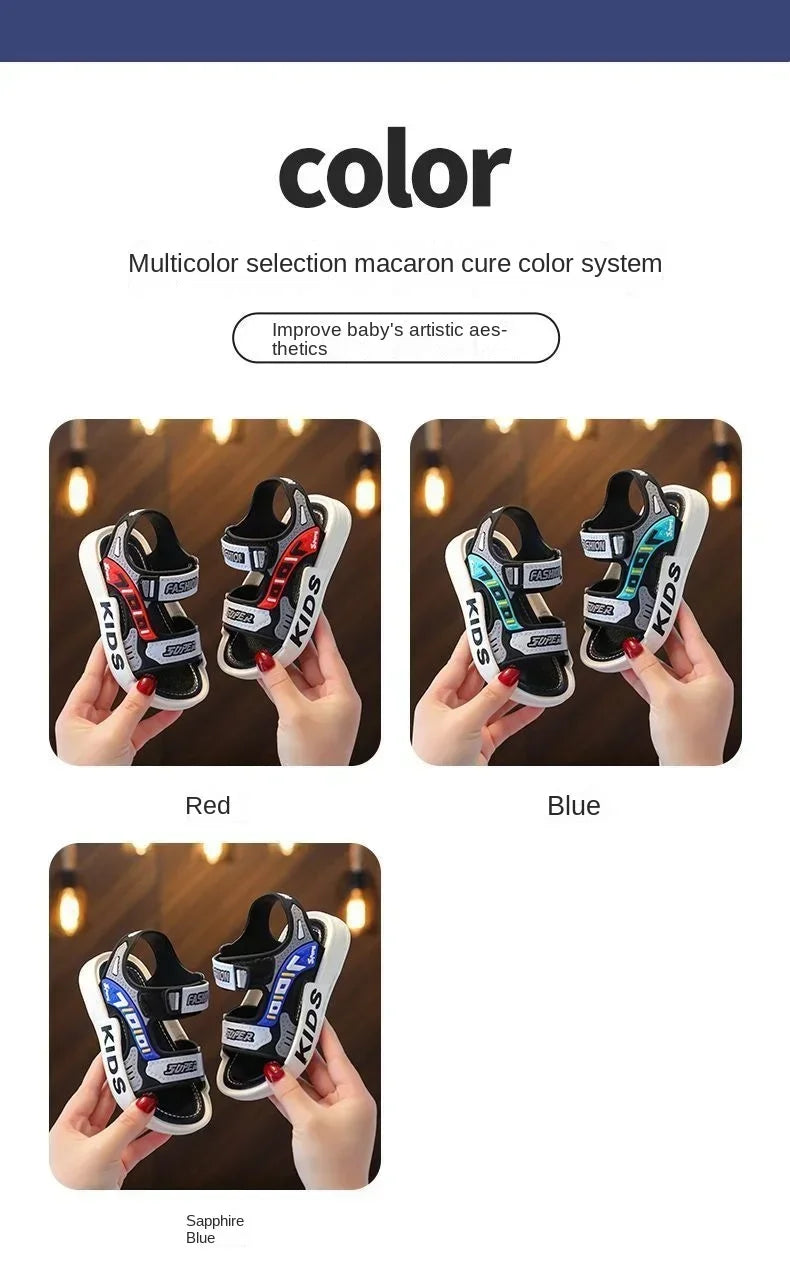 New Summer Children Sandal Boy Cute Cartoon Shoe Non Slip Kid Student Outdoor Beach Sandal for Non-slip Infant Baby Sports Shoes