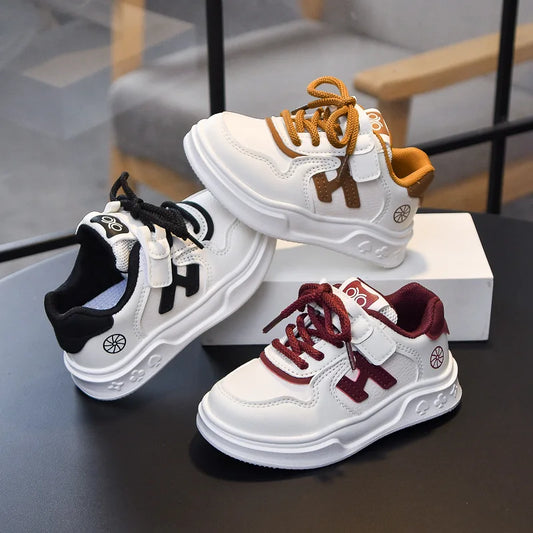 Kids Basketball Shoes Comfortable Non-slip Students Running Shoes Soft Sole 2025 New Boys Girls Sports Shoes Hook&loop Trendy