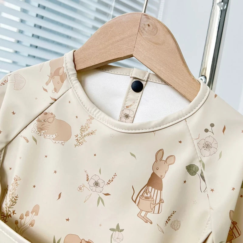 Cute Baby Bibs Toddler Baberos Bavoir Waterproof Long Sleeve Apron Cartoon Animals Children Feeding Smock Bib Baby Stuff 0-5Y